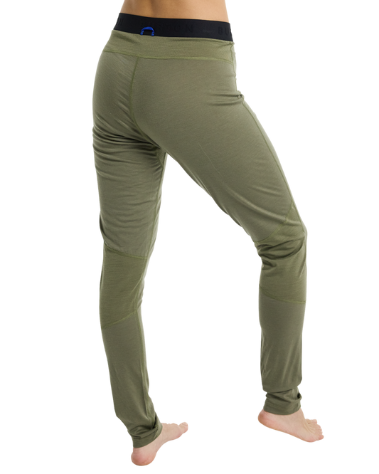 Burton Women's Phayse Merino Base Layer Pants - Forest Moss Women's Thermal Bottoms - Trojan Wake Ski Snow
