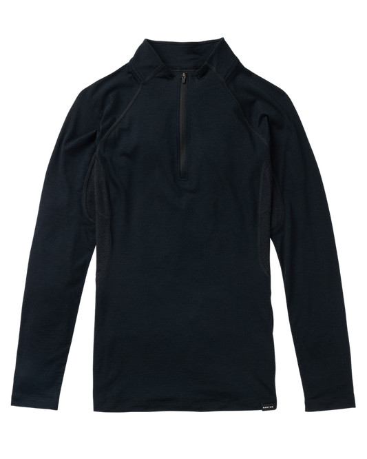 Burton Women's Phayse Merino Quarter-Zip First Layer - True Black Women's Thermal Tops - Trojan Wake Ski Snow