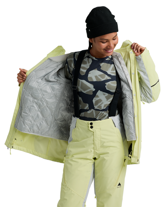 Burton Women's Reserve 2L 3-In-1 Snow Jacket - Glow Yellow Green/Gray Cloud Women's Snow Jackets - Trojan Wake Ski Snow
