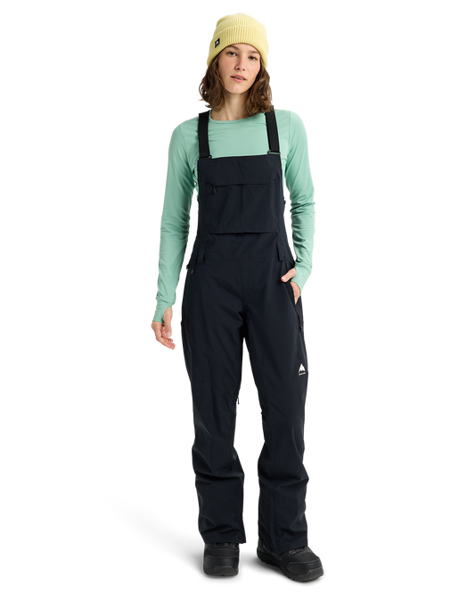 Burton Women's Reserve 2L Stretch Snow Bib Pants - True Black Women's Snow Bibs - Trojan Wake Ski Snow
