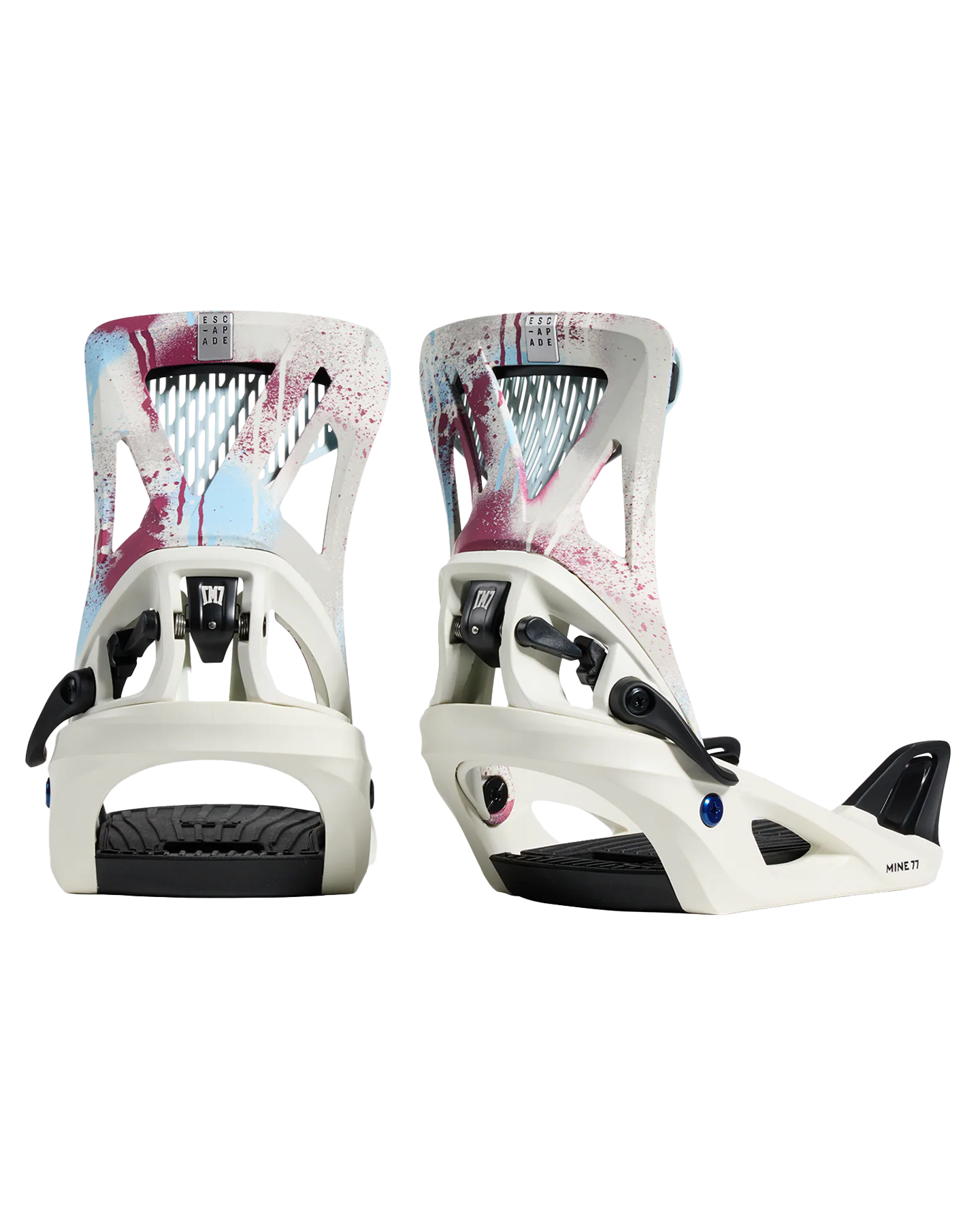 Burton X Mine77 Women's Step On® Escapade Snowboard Bindings - Stour White / Spray Paint - 2024 Snowboard Bindings - Trojan Wake Ski Snow