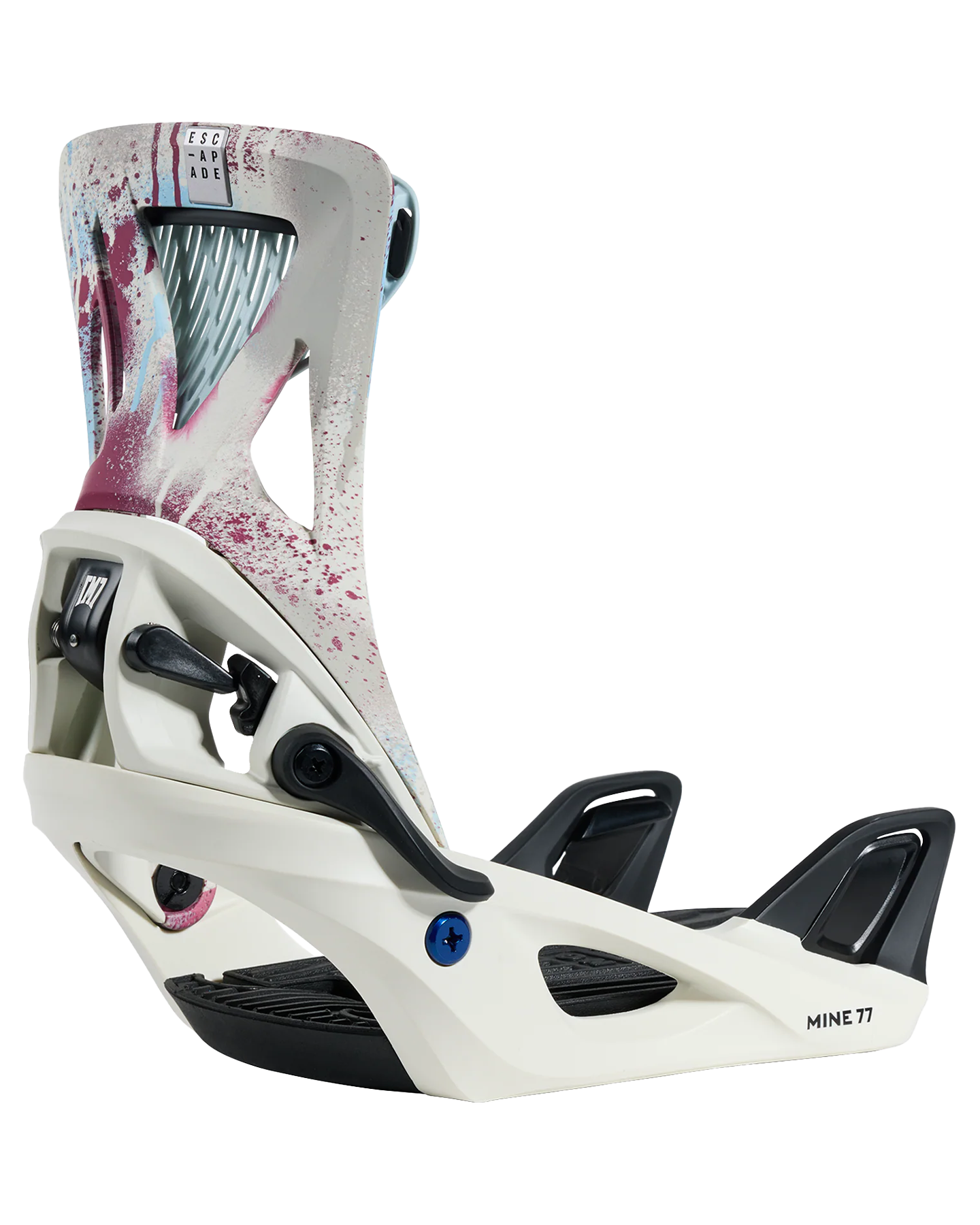 Burton X Mine77 Women's Step On® Escapade Snowboard Bindings - Stour White / Spray Paint - 2024 Snowboard Bindings - Trojan Wake Ski Snow