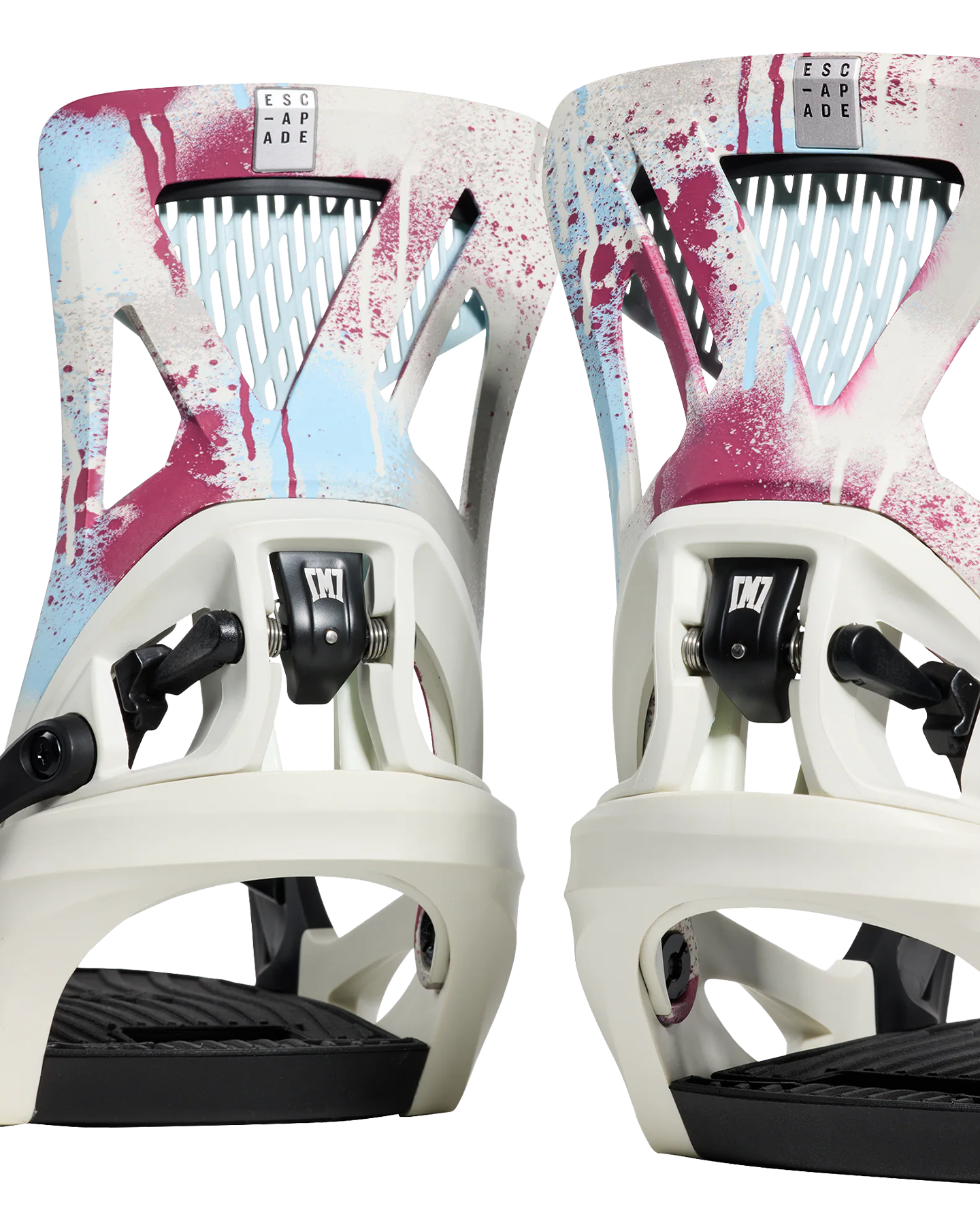 Burton X Mine77 Women's Step On® Escapade Snowboard Bindings - Stour White / Spray Paint - 2024 Snowboard Bindings - Trojan Wake Ski Snow