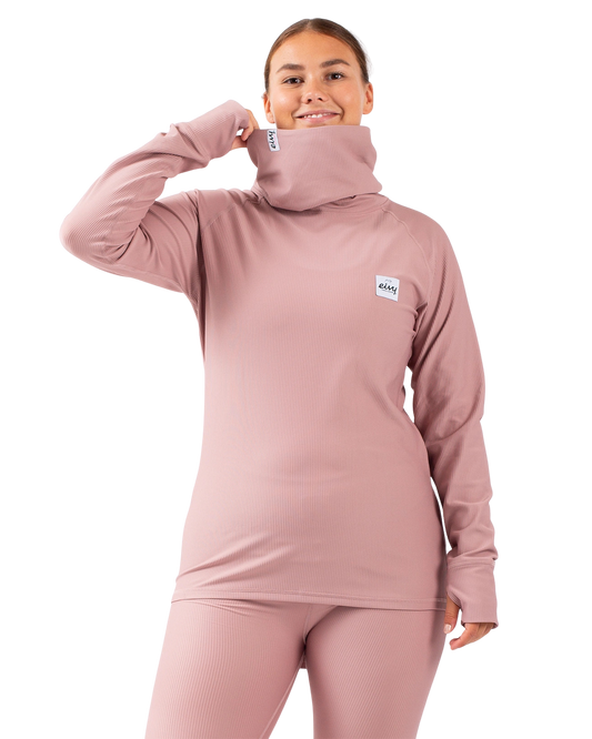 Eivy Women's Icecold Gaiter Rib Top - Faded Woodrose Women's Thermal Tops - Trojan Wake Ski Snow