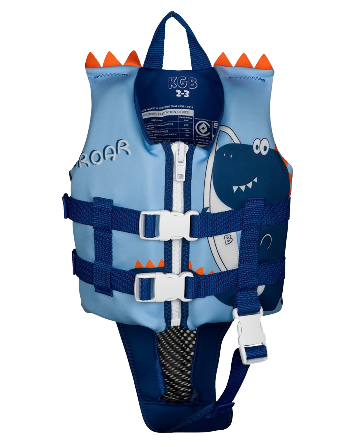 KGB Boys' Vest W/ Collar - Surfosaurus Rex Life Jackets - Trojan Wake Ski Snow