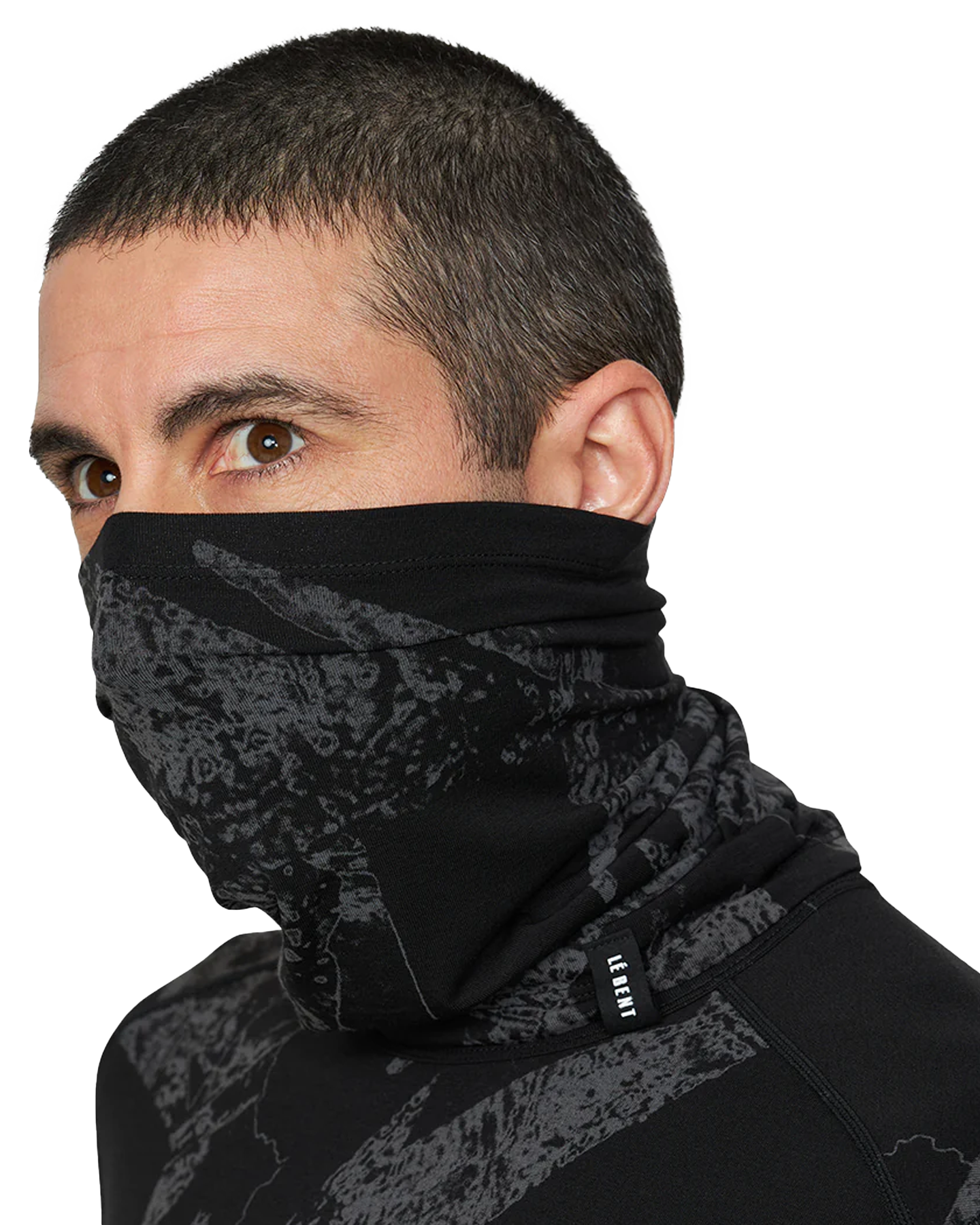 Le Bent Fractal Lightweight Neck Gaiter - Black Neck Warmers & Face Masks - Trojan Wake Ski Snow