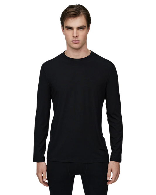 Le Bent Men's Core Midweight Crew - Black Men's Thermal Tops - Trojan Wake Ski Snow