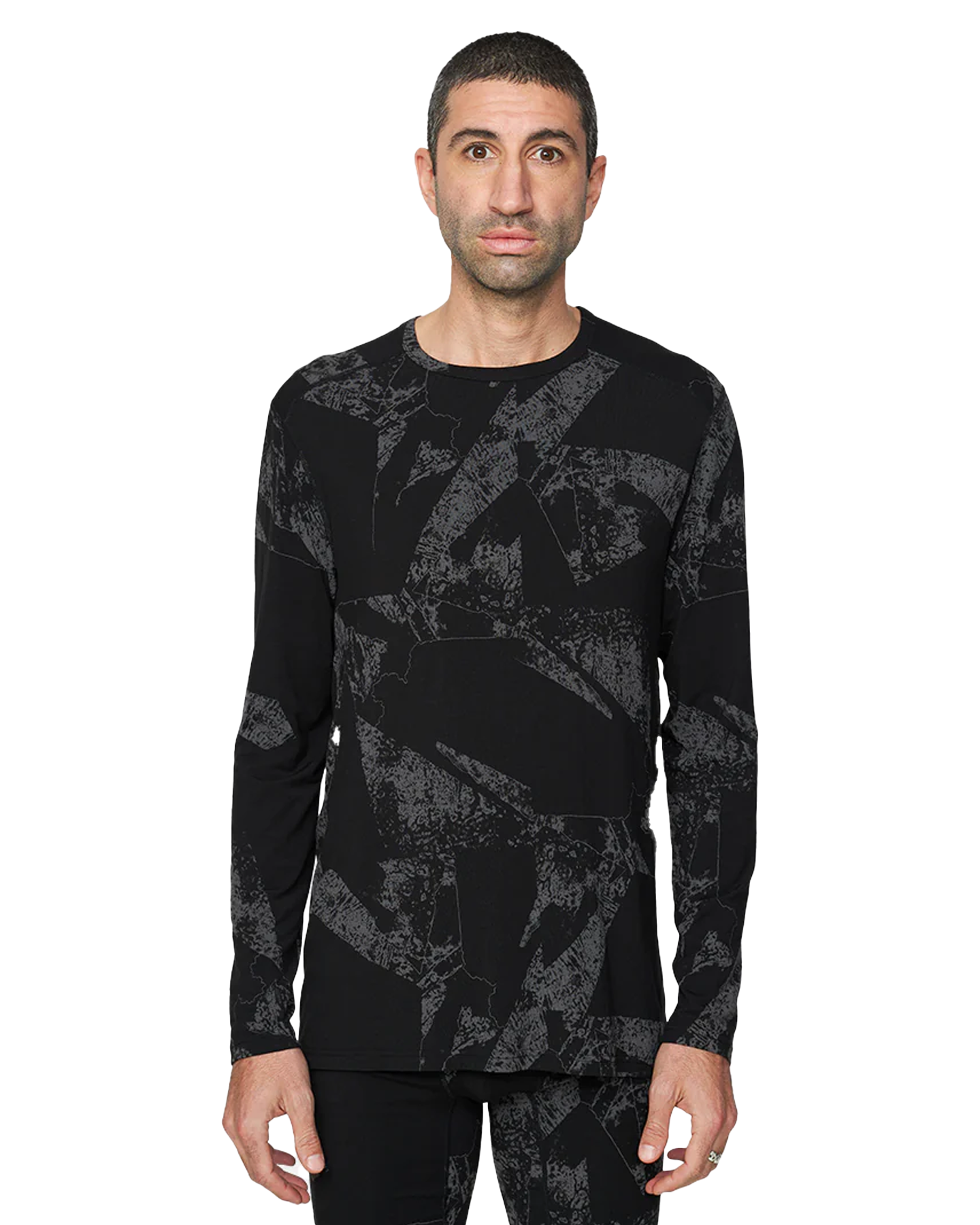 Le Bent Men's Fractal Lightweight Crew - Black Thermals - Trojan Wake Ski Snow