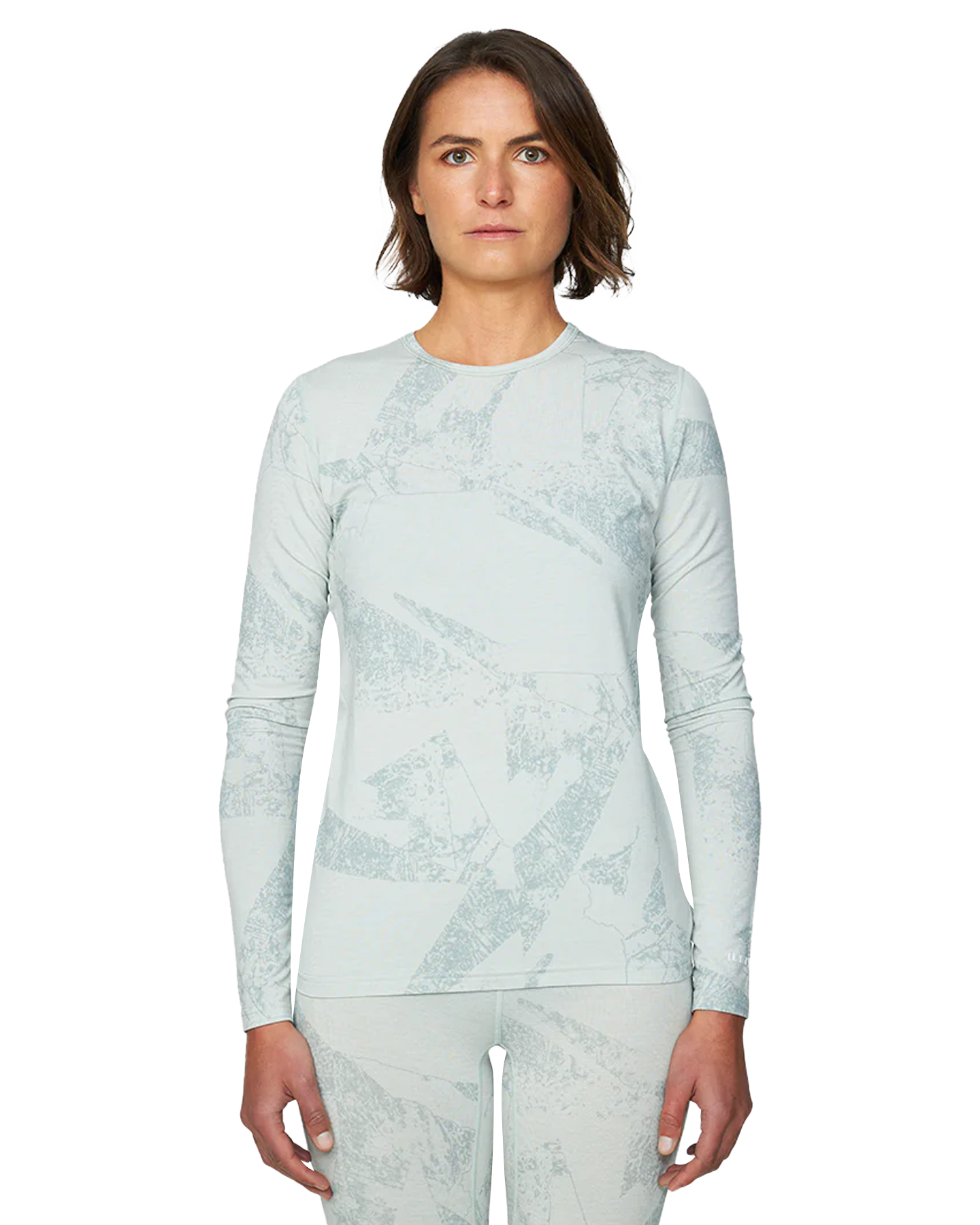 Le Bent Women's Fractal Lightweight Crew - Sea Foam Thermals - Trojan Wake Ski Snow