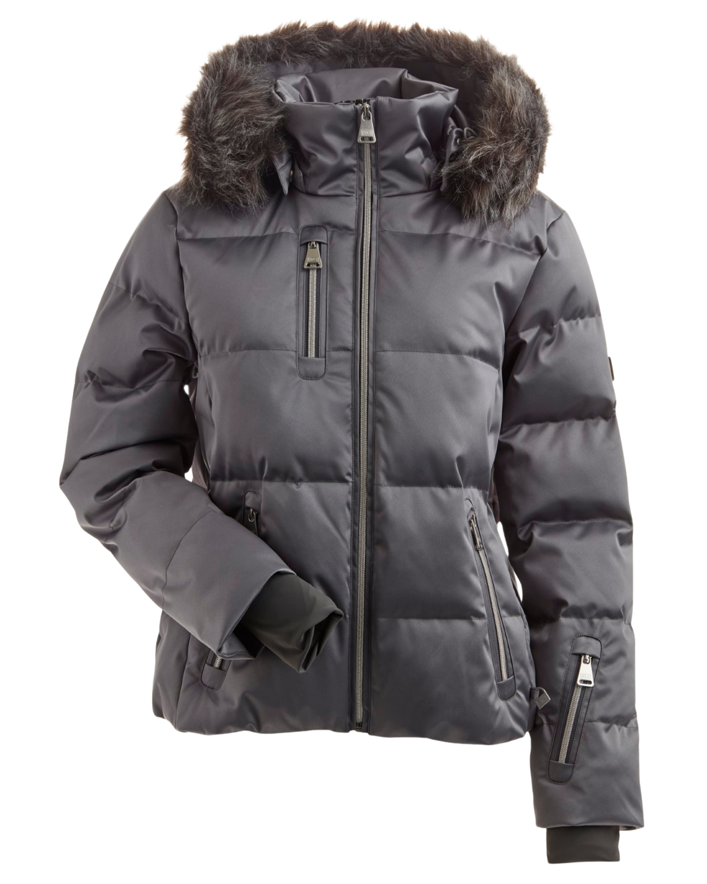 Nils Women's Skylar Metallic Faux Fur Snow Jacket - Graphite