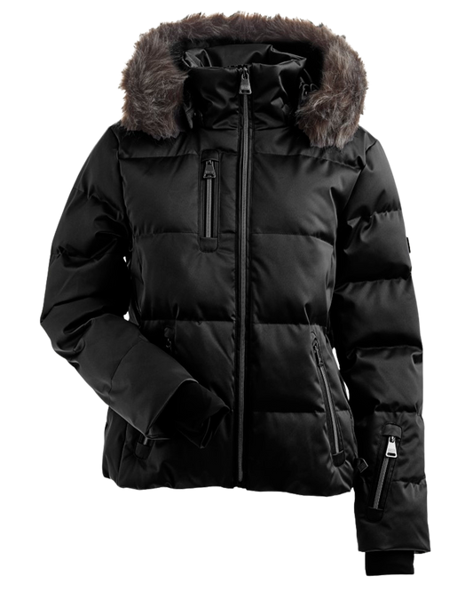 Nils Women's Skylar Metallic Puffer Snow Jacket - Black Women's Snow Jackets - Trojan Wake Ski Snow