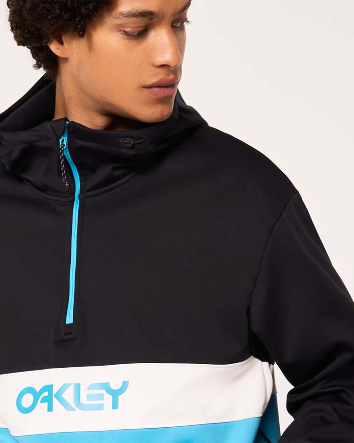 Oakley Tnp Nose Grab Softshell Hoodie - Black/Bright Blue Hoodies & Sweatshirts - Trojan Wake Ski Snow