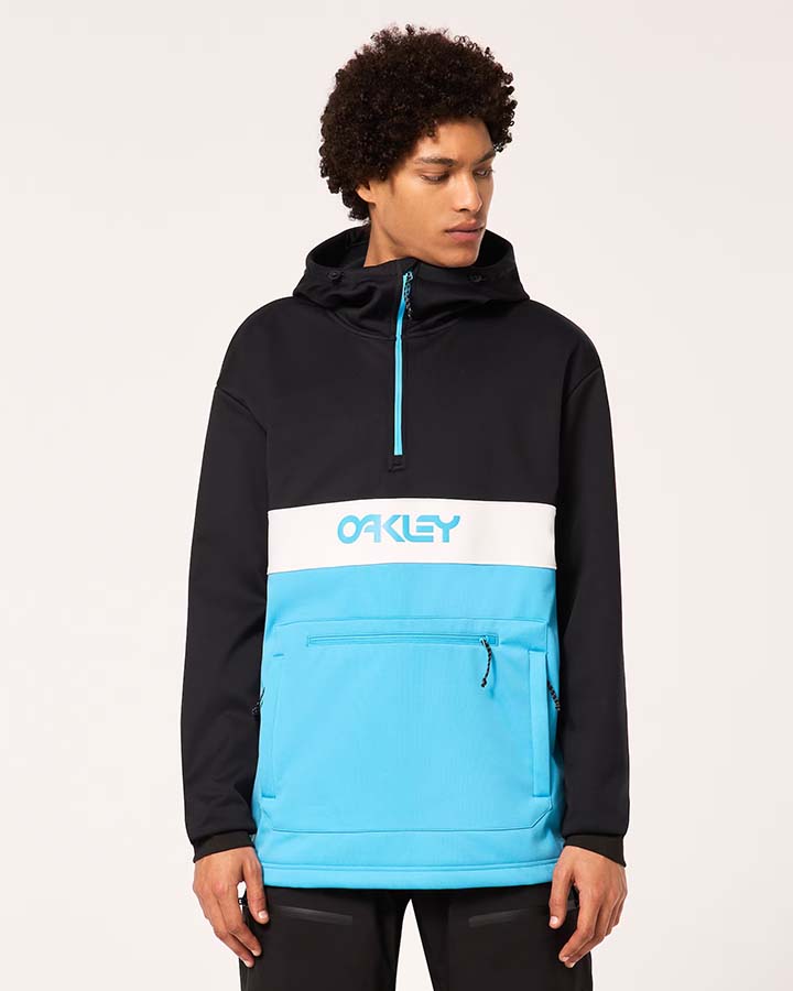 Oakley Tnp Nose Grab Softshell Hoodie - Black/Bright Blue Hoodies & Sweatshirts - Trojan Wake Ski Snow