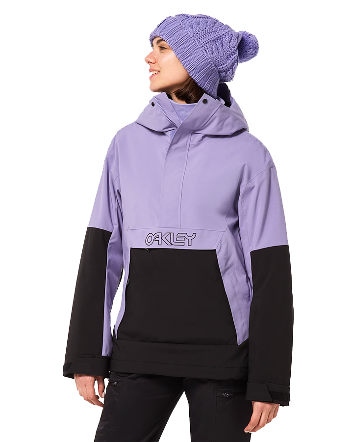 Oakley Women's Tnp Tbt Insulated Anorak - Blackout/New Lilac Snow Jackets - Trojan Wake Ski Snow