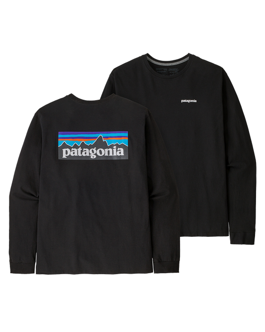 Patagonia Long Sleeved P-6 Logo Responsibili-Tee - Black Shirts & Tops - SnowSkiersWarehouse