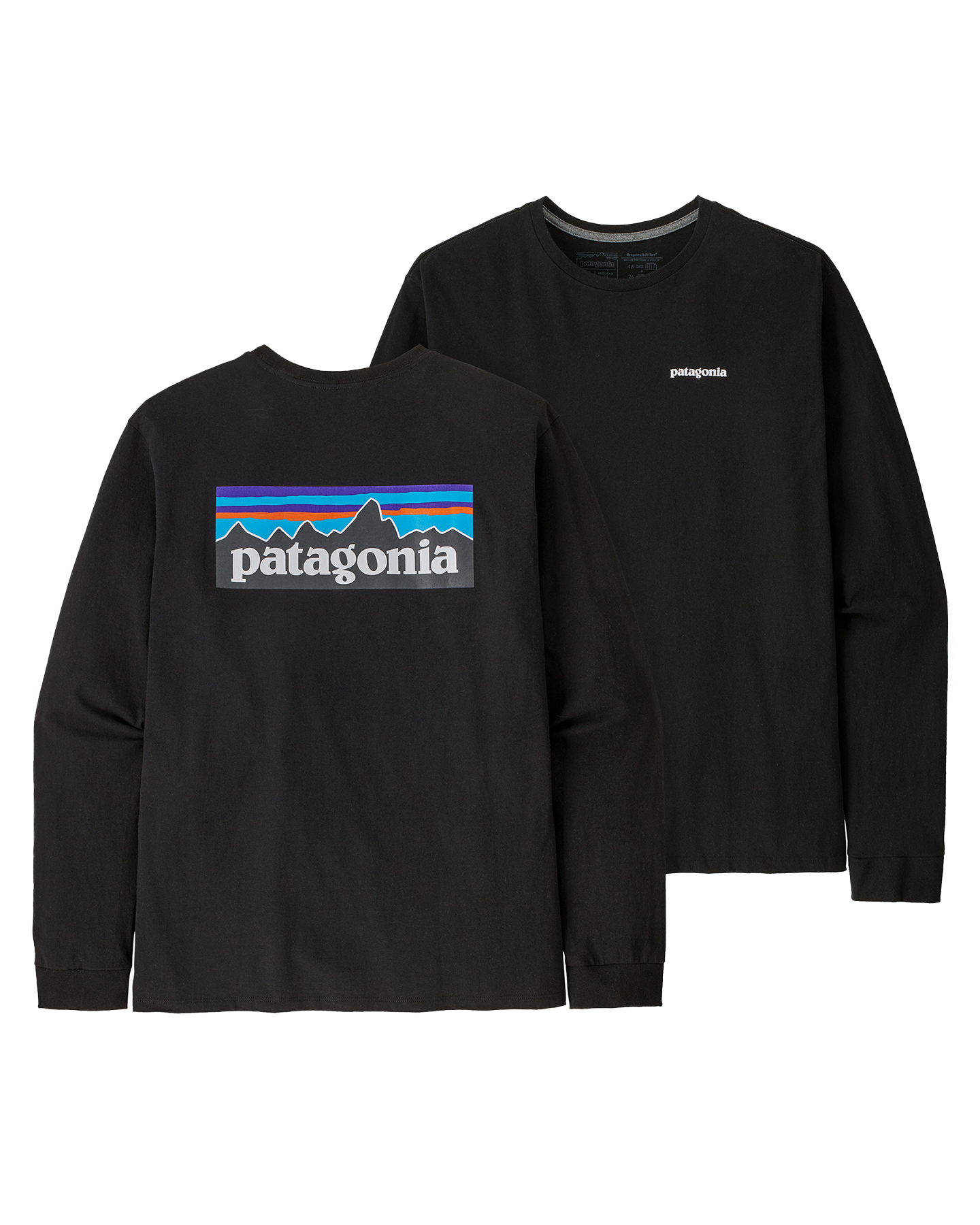 Patagonia Long Sleeved P-6 Logo Responsibili-Tee - Black Shirts & Tops - SnowSkiersWarehouse