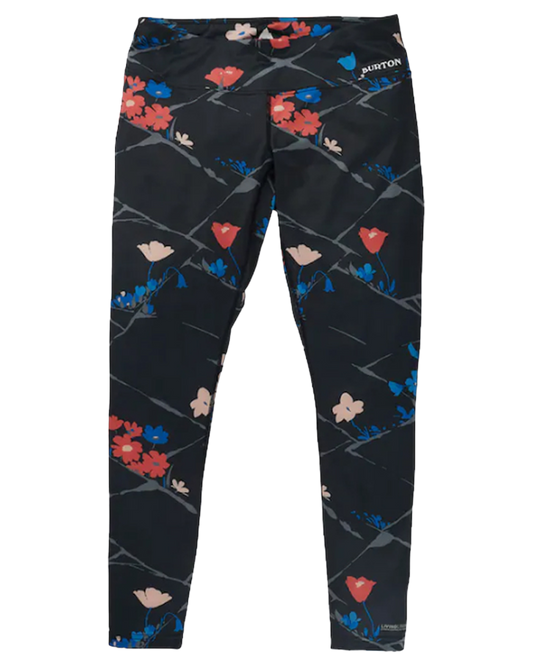 Burton Lightweight x Base Layer Pants Women's - True Black / Landscape Floral Women's Thermal Bottoms - Trojan Wake Ski Snow