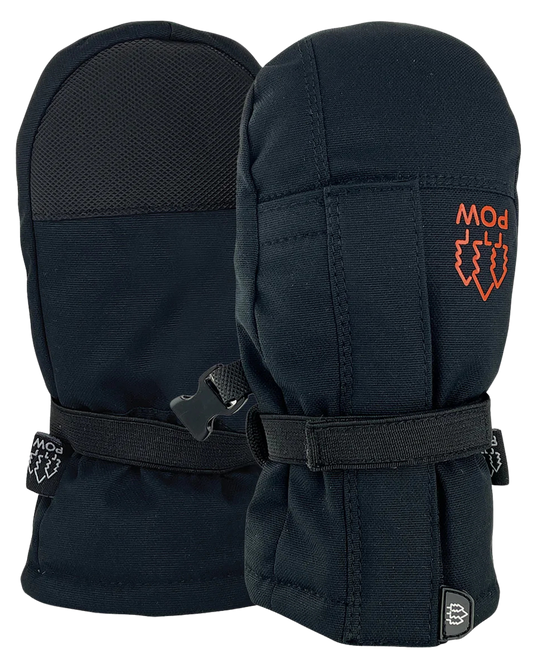 POW Whippersnapper Kids' Mini Mittens - Black Kids' Snow Mittens - Trojan Wake Ski Snow