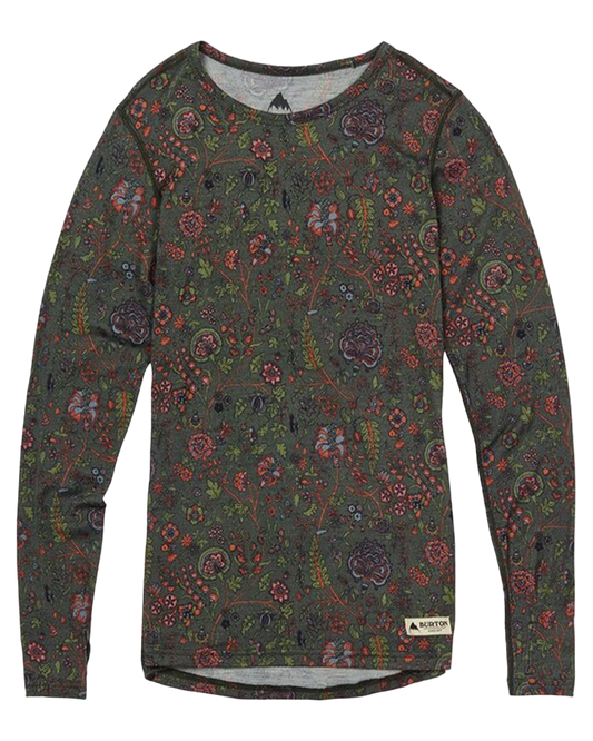 Burton Womens Midweight Merino Crew - Garden Print Thermals - Trojan Wake Ski Snow