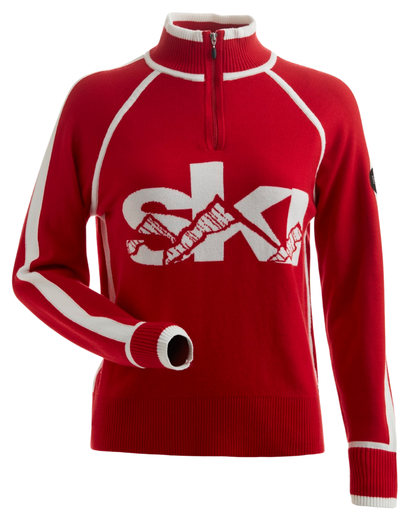 Nils Women's Ski 1/4 Zip Sweater - Red/White Women's Sweaters - Trojan Wake Ski Snow