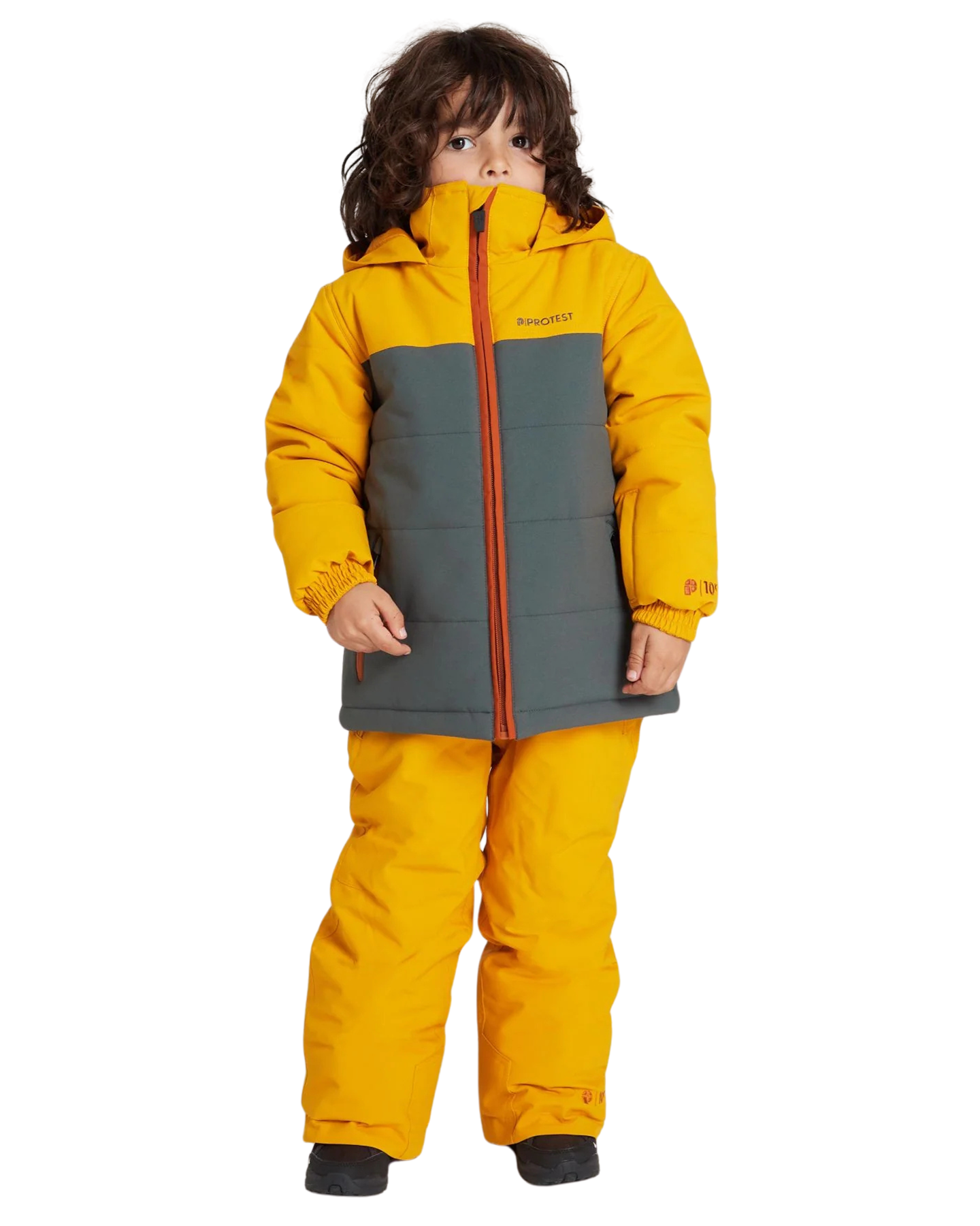 Protest Nadin Toddler Boys Snow Jacket - Dark Yellow - 2023 Kids' Snow Jackets - Trojan Wake Ski Snow