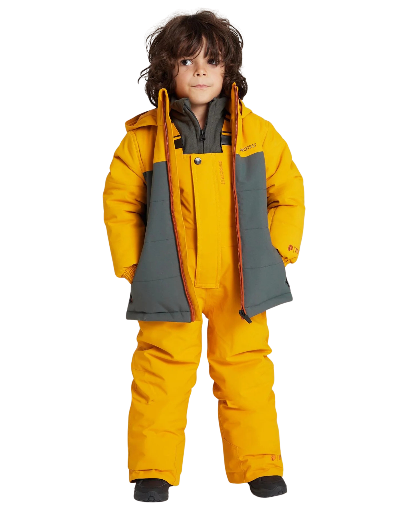 Protest Nadin Toddler Boys Snow Jacket - Dark Yellow - 2023 Kids' Snow Jackets - Trojan Wake Ski Snow
