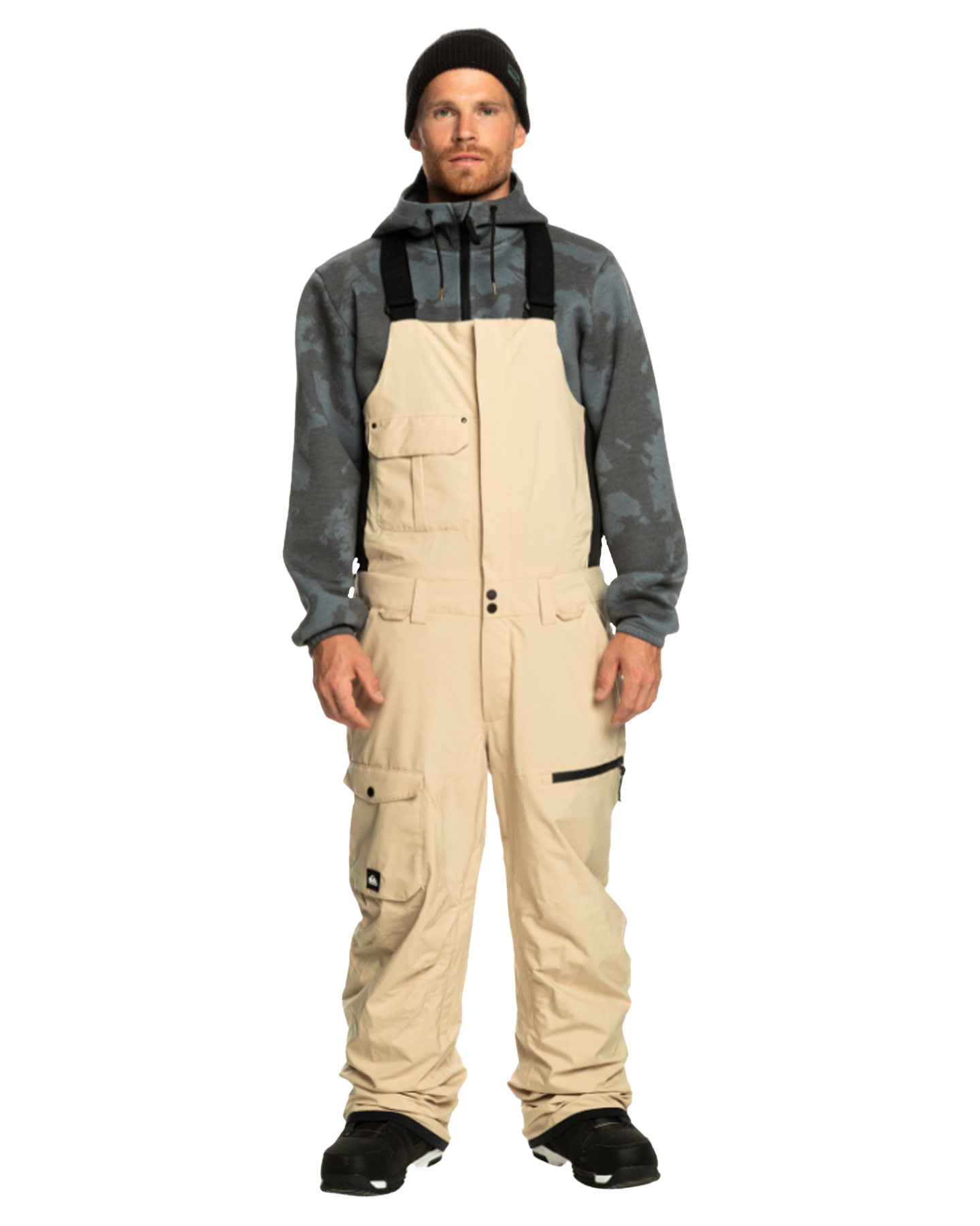 Quiksilver Men's Utility Technical Snow Bib Pants - Pale Khaki Snow Bibs - Trojan Wake Ski Snow