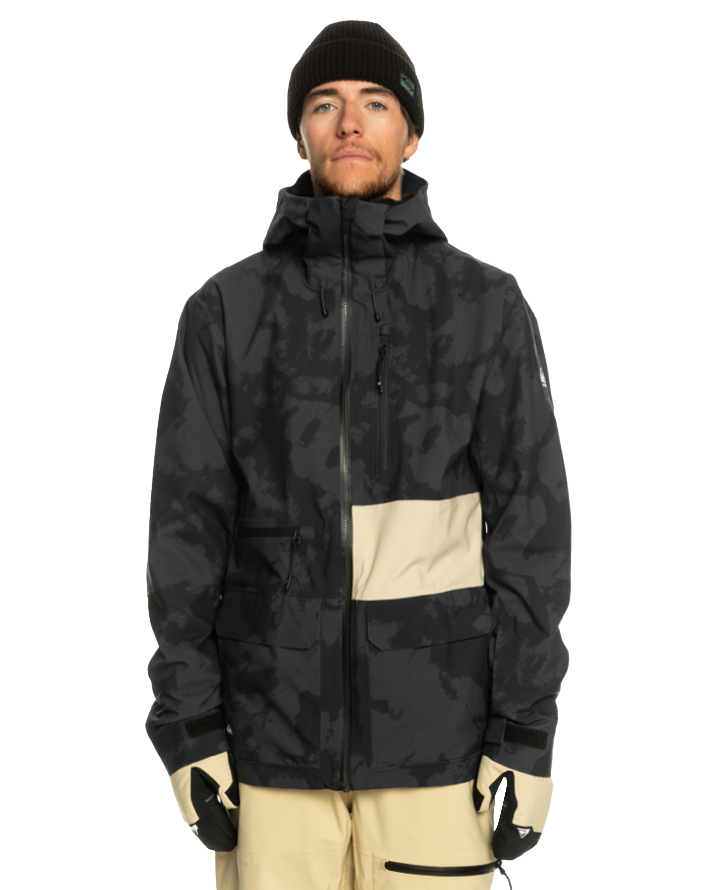 Quiksilver Sammy Carlson Stretch Quest Technical Snow Jacket - Tie Dye True Black Snow Jackets - Trojan Wake Ski Snow