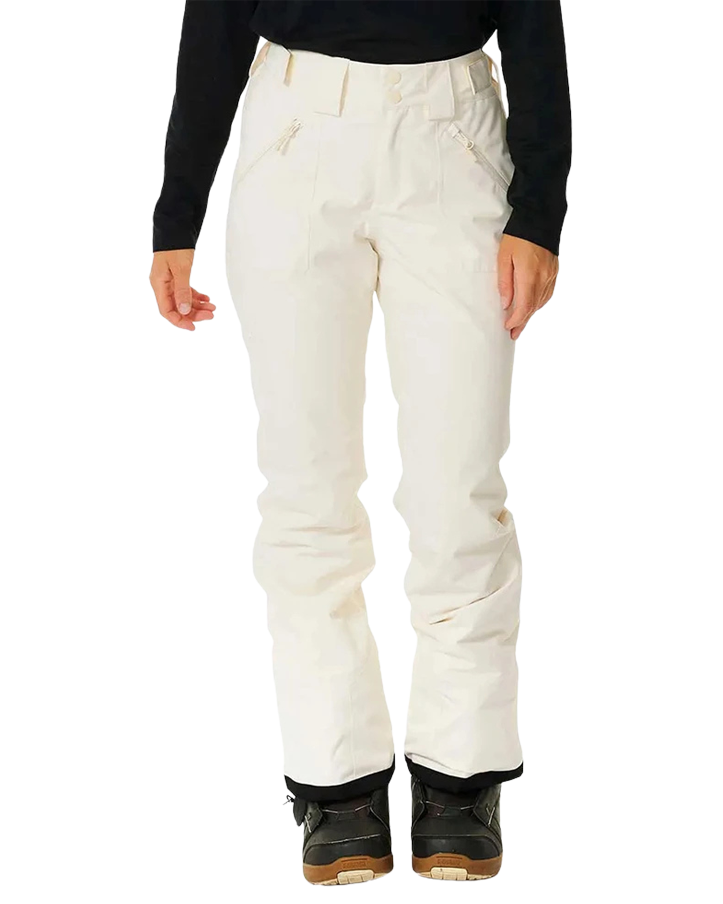 Rip Curl Women's Rider High Waist Snow Pants - Off White Women's Snow Pants - Trojan Wake Ski Snow