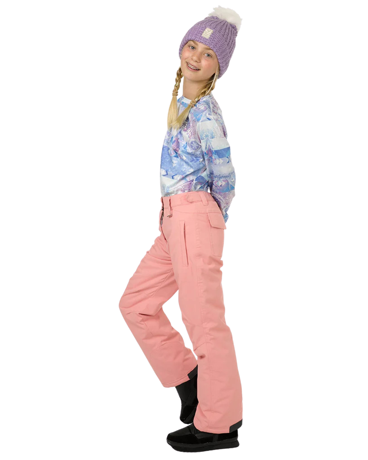 Rojo BF4EVA Girl's Snow Pant - Pink Icing - 2023 Kids' Snow Pants - Trojan Wake Ski Snow