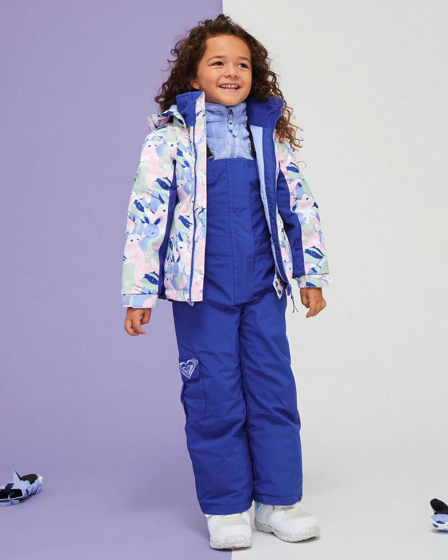 Roxy Girls' 2-7 Snowy Tale Technical Snow Jacket - Bright White / Mountains Locals Snow Jackets - Trojan Wake Ski Snow