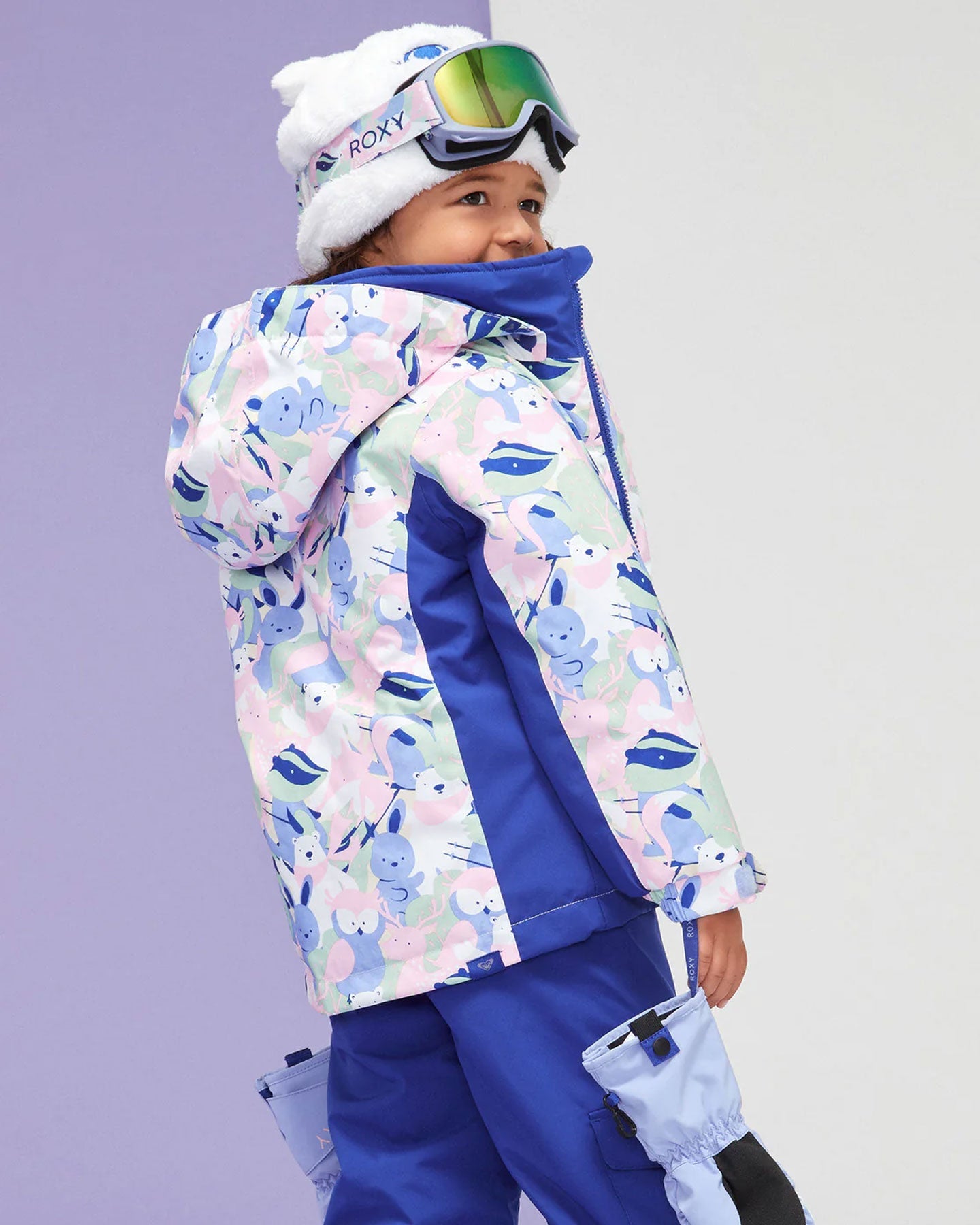 Roxy Girls' 2-7 Snowy Tale Technical Snow Jacket - Bright White / Mountains Locals Snow Jackets - Trojan Wake Ski Snow