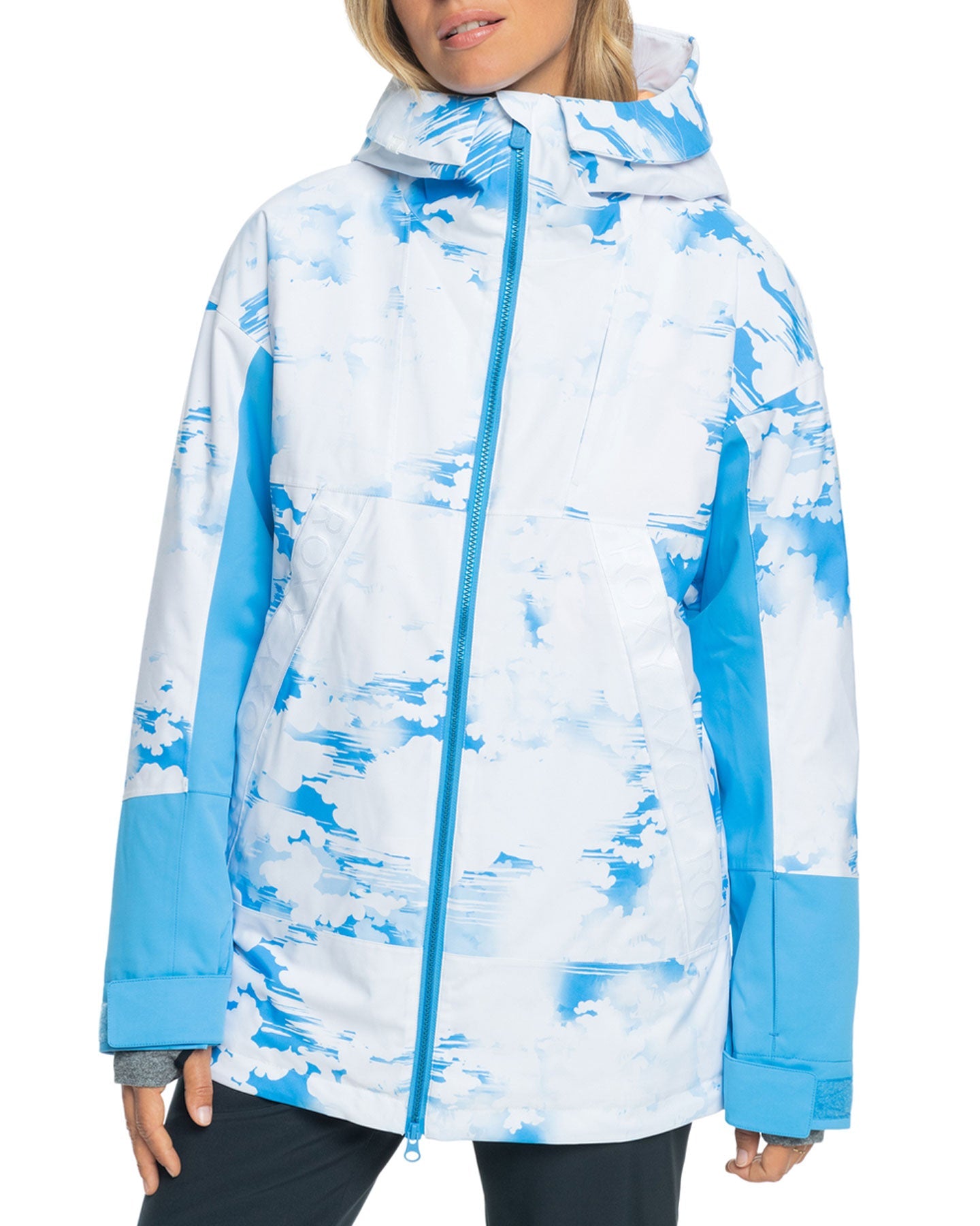 Roxy Women's Chloe Kim Technical Snow Jacket - Azure Blue Clouds Snow Jackets - Trojan Wake Ski Snow