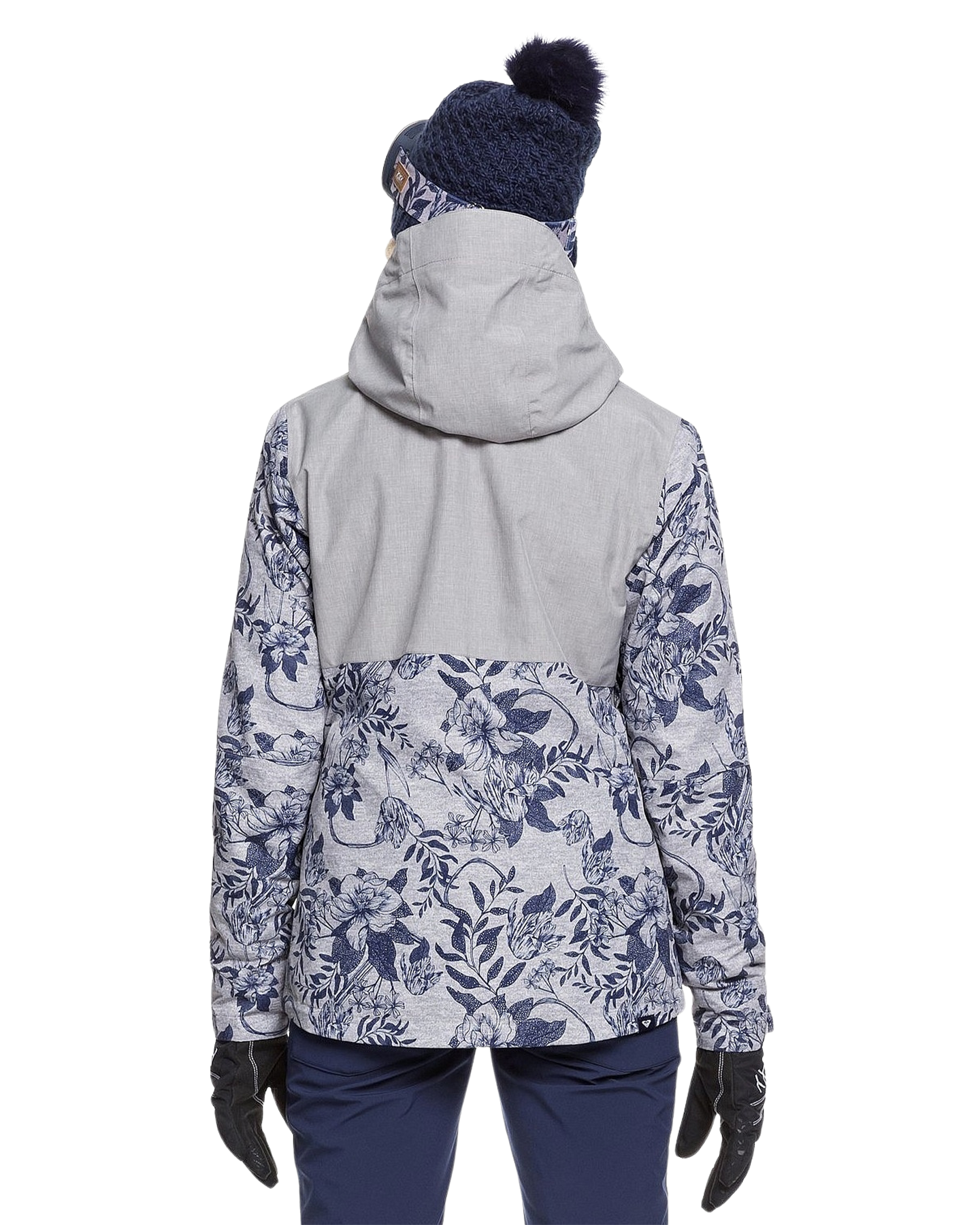 Roxy Women's Jetty 3In1 Snow Jacket - Grey/Botanical Flowers Women's Snow Jackets - Trojan Wake Ski Snow