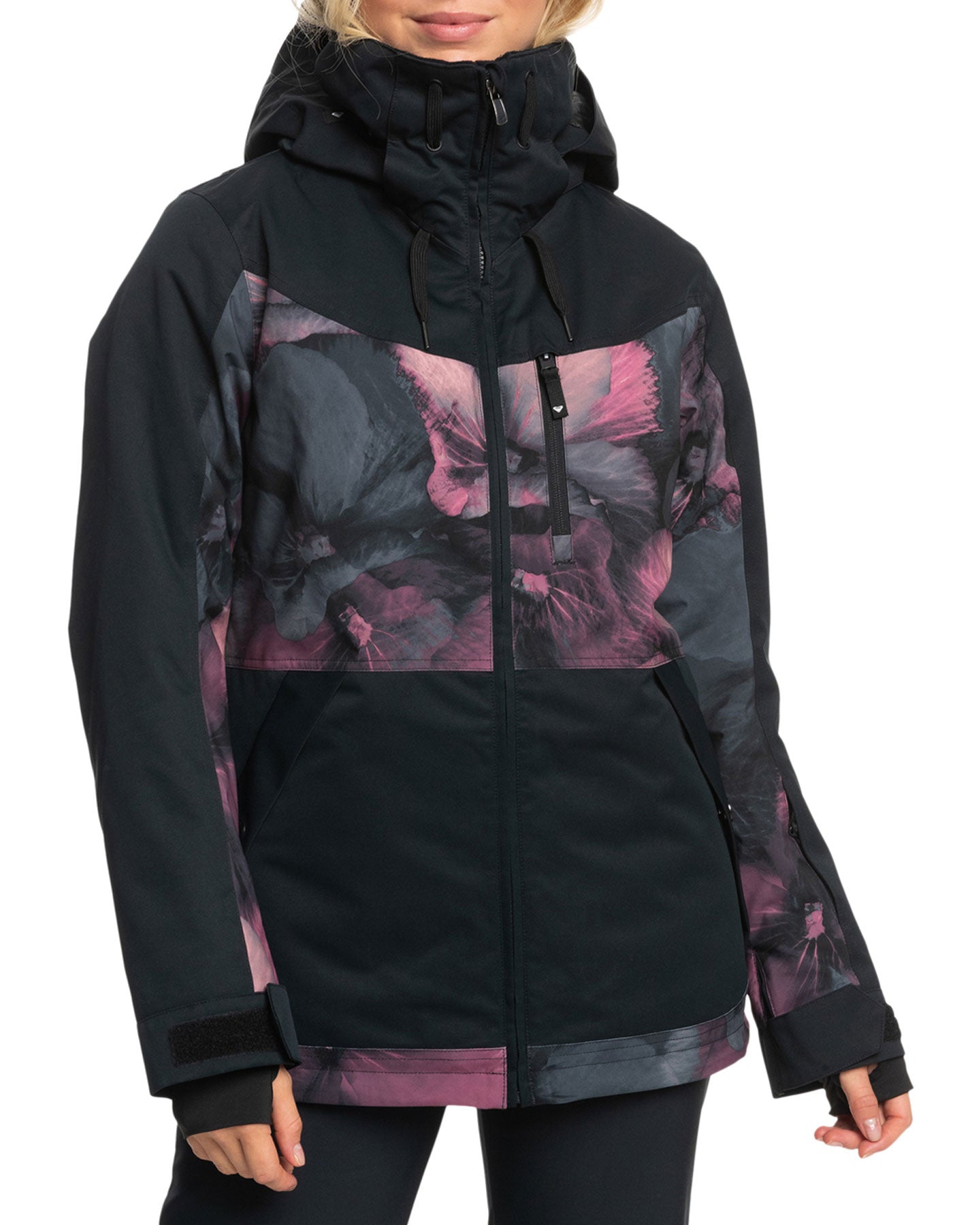 Roxy Women's Presence Parka Technical Snow Jacket - True Black / Pansy Pansy Snow Jackets - Trojan Wake Ski Snow