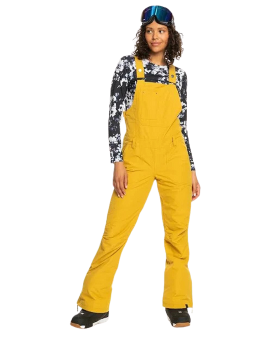 Roxy Women's Rideout Technical Snow Bib Pants - Yellow Women's Snow Bibs - Trojan Wake Ski Snow