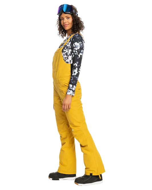 Roxy Women's Rideout Technical Snow Bib Pants - Yellow Women's Snow Bibs - Trojan Wake Ski Snow