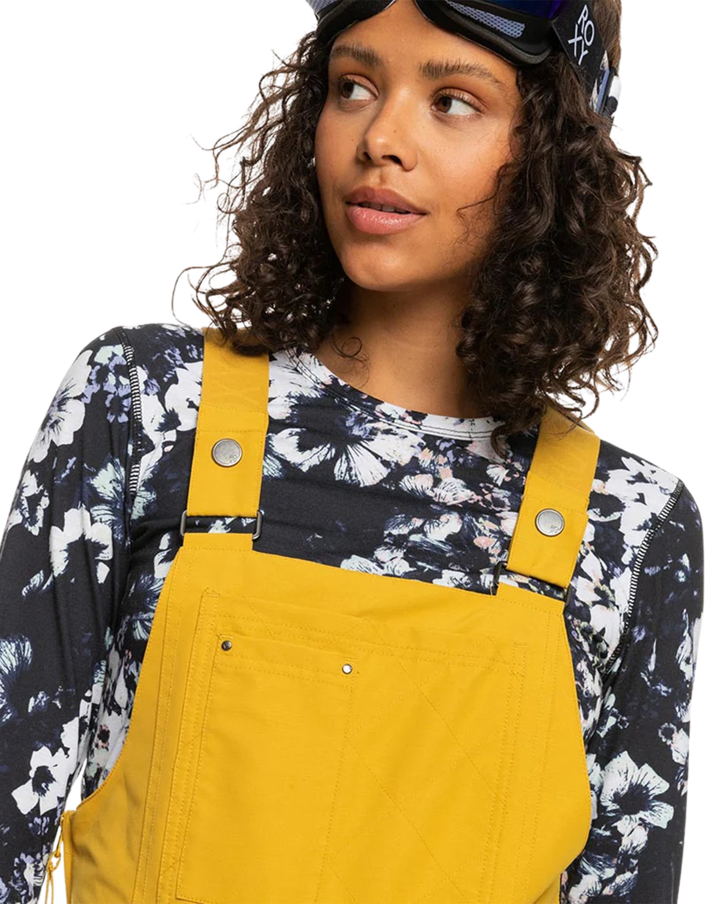 Roxy Women's Rideout Technical Snow Bib Pants - Yellow Women's Snow Bibs - Trojan Wake Ski Snow