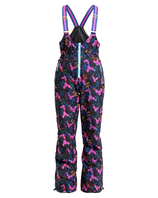 Roxy X Rowley Women's Insulated Technical Snow Bib Pants - True Black / Darkreds Floral Snow Bibs - Trojan Wake Ski Snow