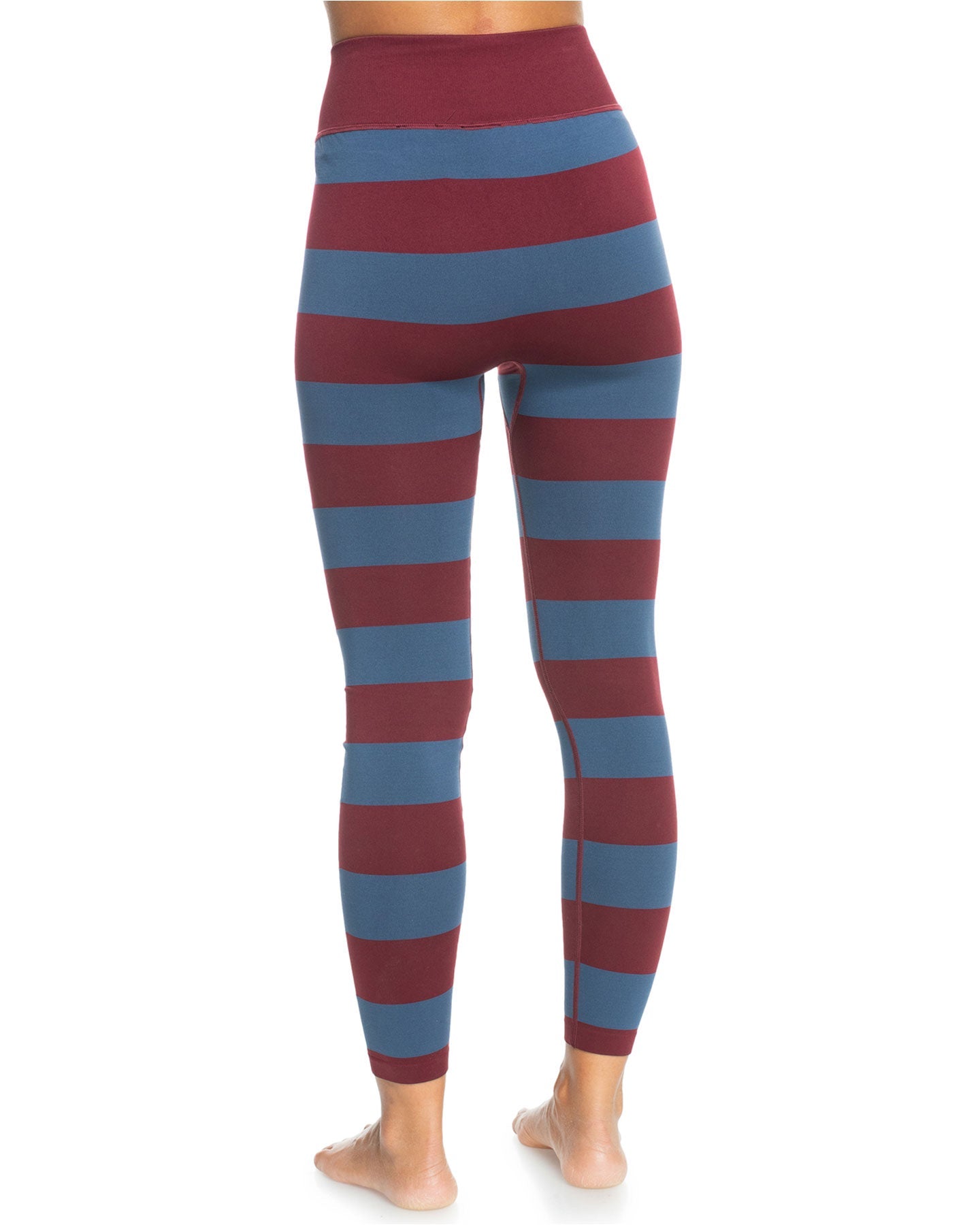 Roxy X Rowley Women's Seamless Technical Leggings - Insignia Blue / Bico Stripes Thermals - Trojan Wake Ski Snow