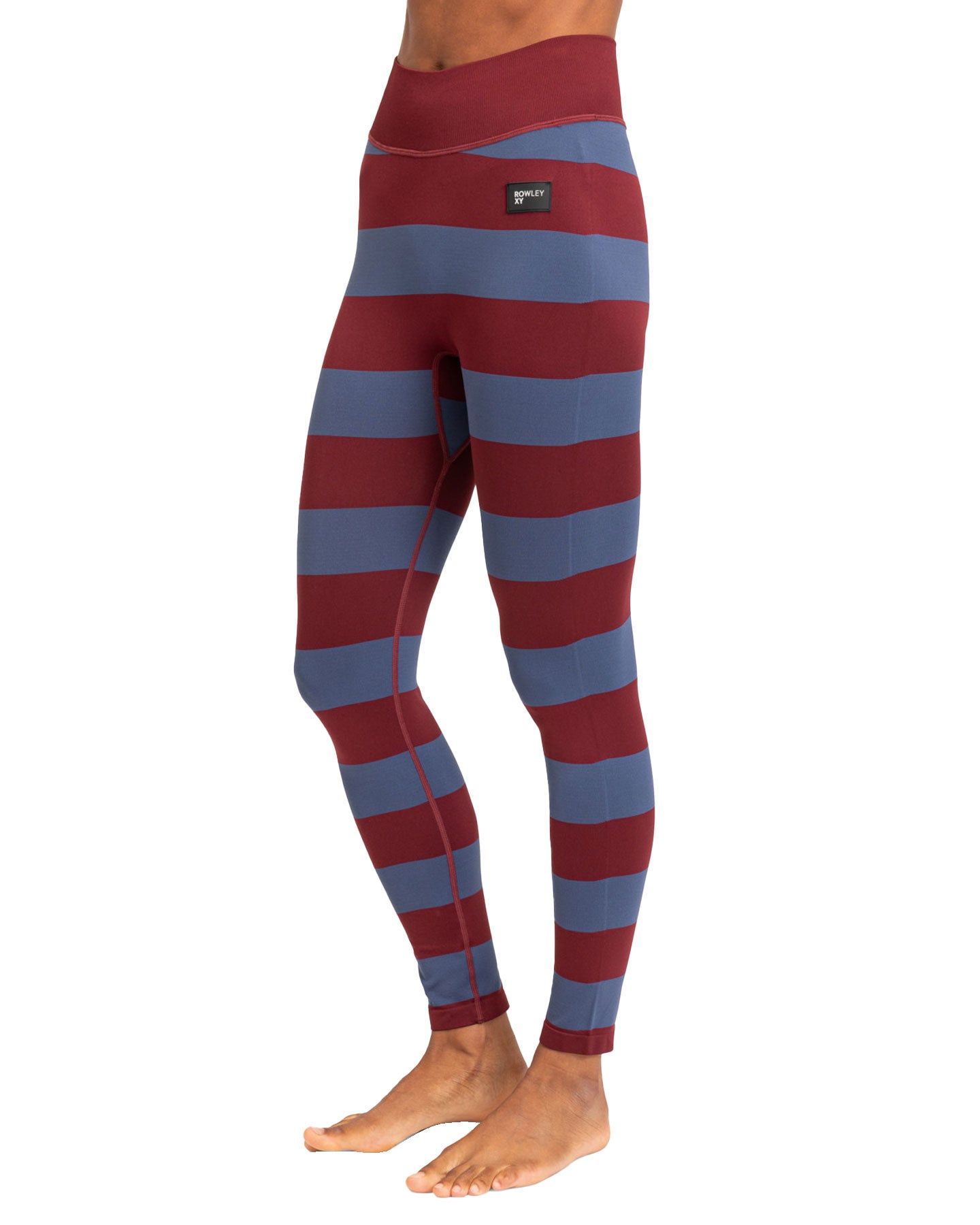 Roxy X Rowley Women's Seamless Technical Leggings - Insignia Blue / Bico Stripes Thermals - Trojan Wake Ski Snow