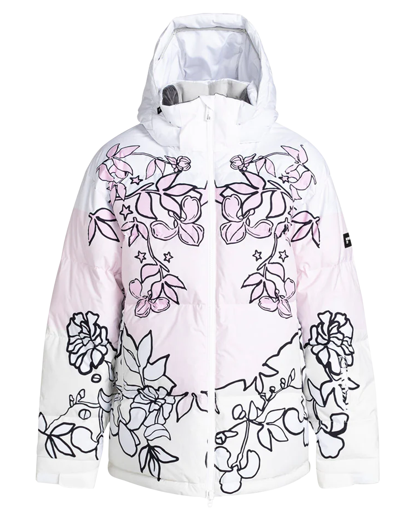 Roxy X Rowley Women's Technical Puffer Snow Jacket - Bright White / Laurel Floral Snow Jackets - Trojan Wake Ski Snow