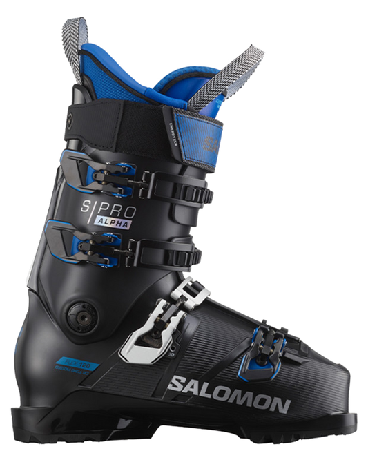 Salomon S/Pro Alpha 120 EL Ski Boots - Black / Race Blue - 2023 Snow Ski Boots - Trojan Wake Ski Snow