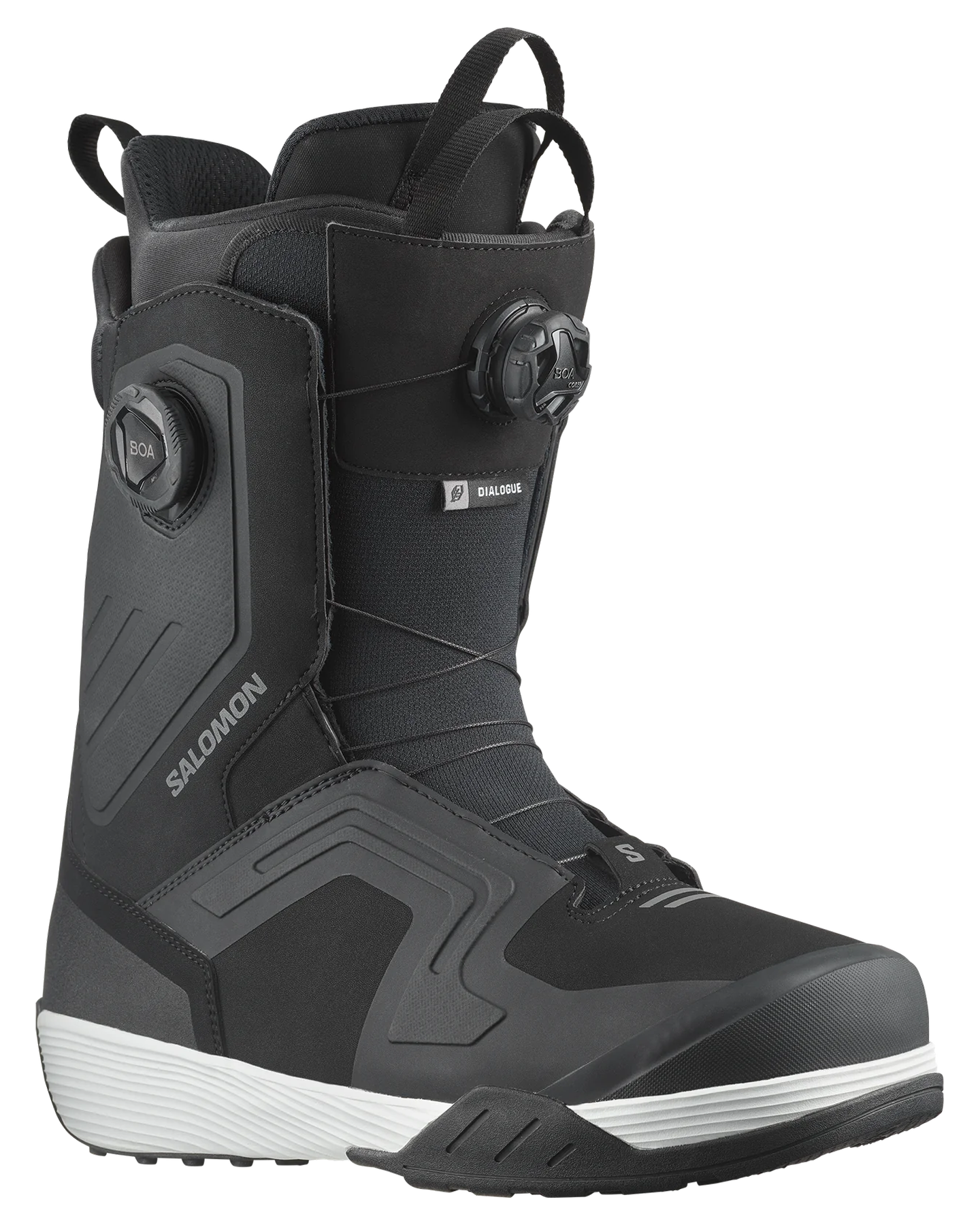 Salomon Dialogue Dual Boa Snowboard Boots - Black / Black / White - 2024 Snowboard Boots - Trojan Wake Ski Snow