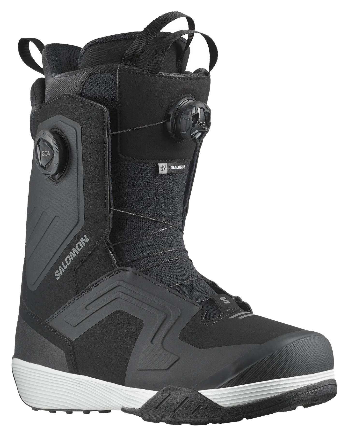 Salomon Dialogue Dual Boa Wide Snowboard Boots - Black / Black / White - 2024 Men's Snowboard Boots - SnowSkiersWarehouse