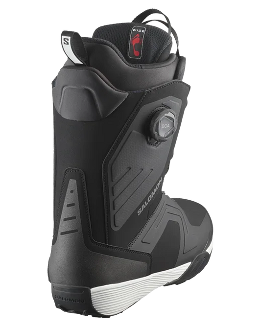 Salomon Dialogue Dual Boa Wide Snowboard Boots - Black / Black / White - 2024 Unisex Snowboard Boots - Trojan Wake Ski Snow