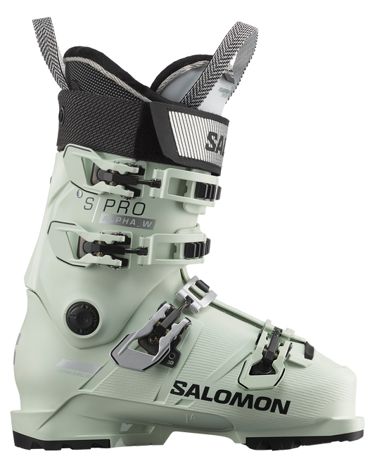 Salomon Pro Alpha 100 Women's Ski Boots - White Moss Women's Snow Ski Boots - SnowSkiersWarehouse