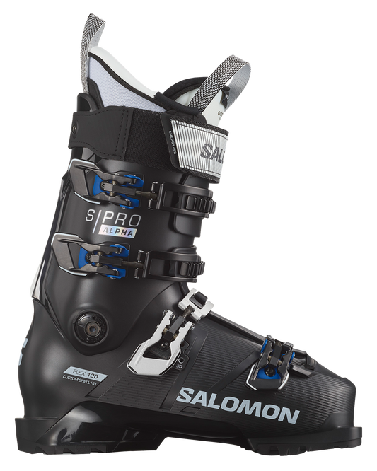 Salomon Pro Alpha 120 El Ski Boots - Black/Race Blue Men's Snow Ski Boots - SnowSkiersWarehouse