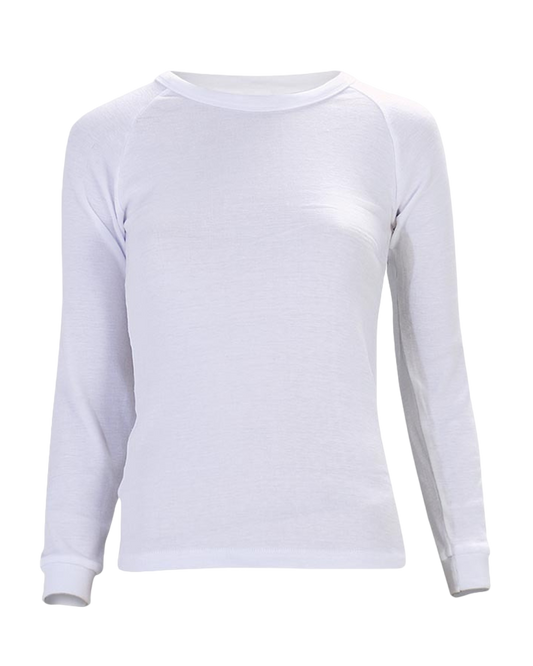 Sherpa Kids Polypro Long Sleeve Thermal Crew Neck Top - White Kids' Thermals - SnowSkiersWarehouse