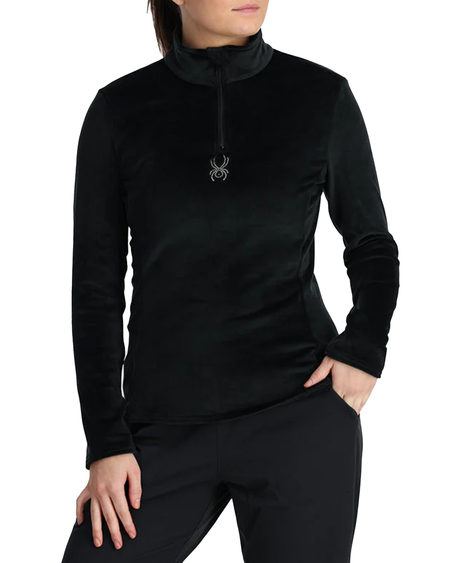 Spyder Women's Shimmer Bug Half Zip - Black Hoodies & Sweatshirts - SnowSkiersWarehouse
